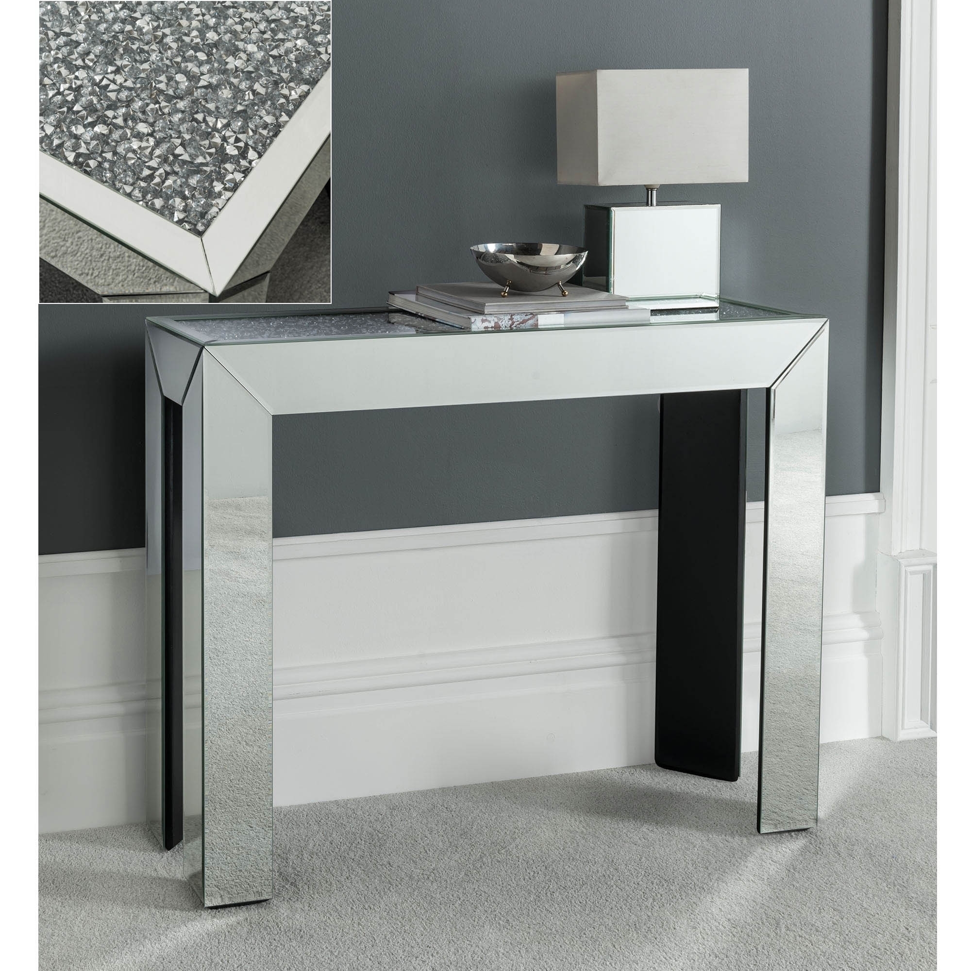 Diamond Surface Mirrored Console Table for Home Décor – MIRROR MOBILIA